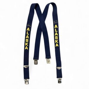 Vintage Welch Navy Alaska Men’s Suspenders Elastic Braces Clips Made in USA